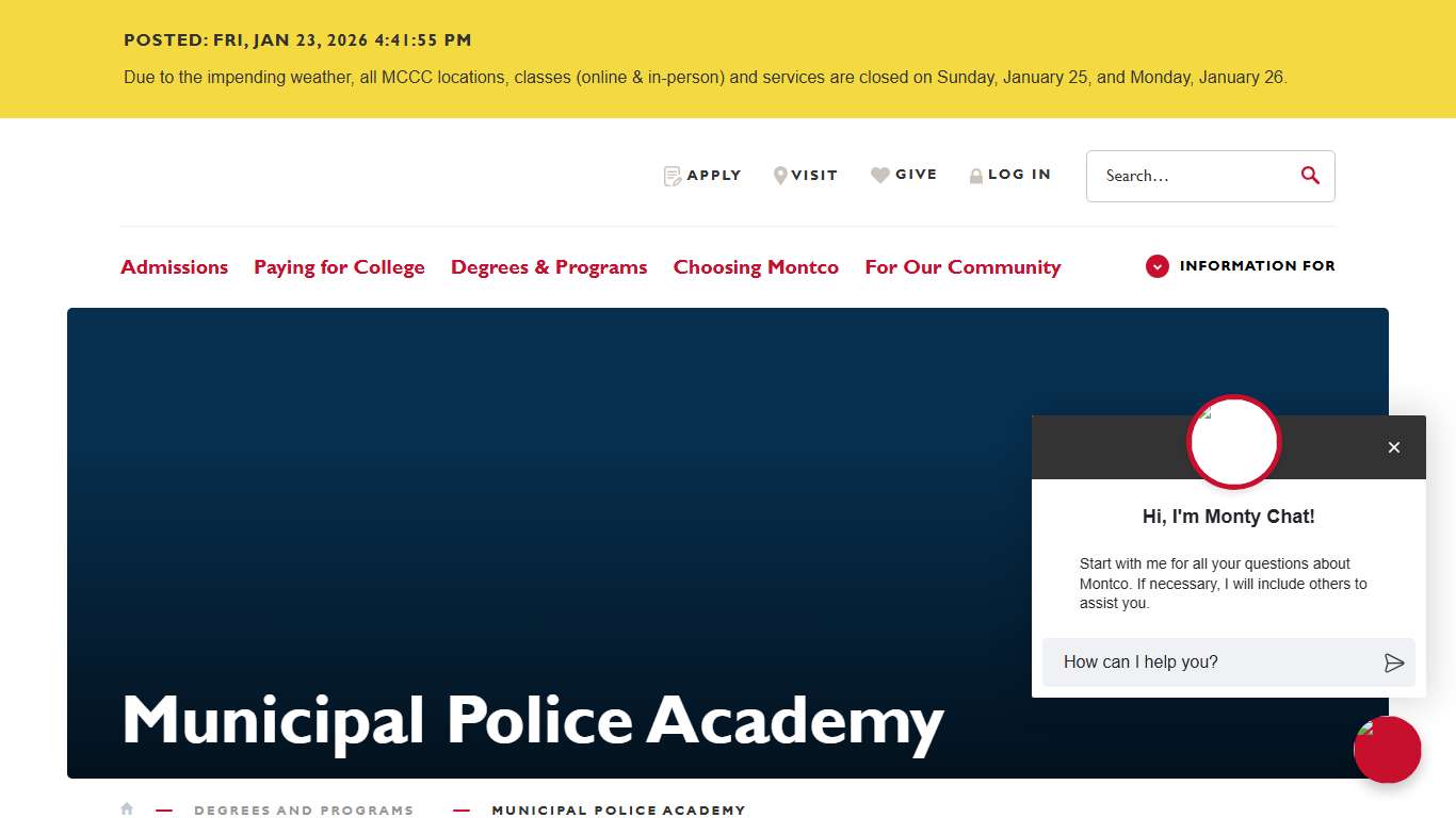 Municipal Police Academy - Montgomery County Community College